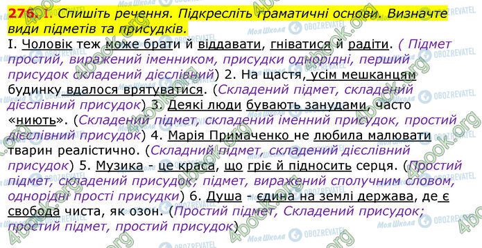 ГДЗ Українська мова 10 клас сторінка 276